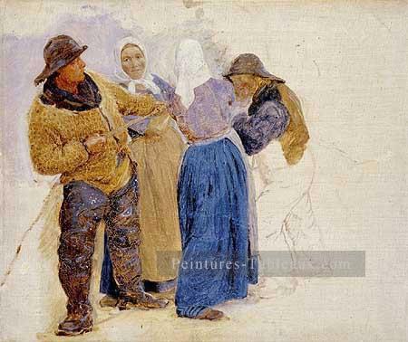 Mujeres y pescadores de Hornbaek 1875 Peder Severin Kroyer Peintures à l'huile